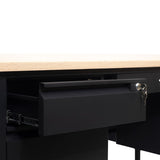 English Elm Commercial Grade Commercial Grade 30x60 Double Pedestal Desk with 5 Locking Drawers, Top and Black Frame