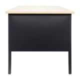 English Elm Commercial Grade Commercial Grade 30x60 Double Pedestal Desk with 5 Locking Drawers, Top and Black Frame