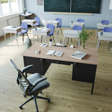 English Elm Commercial Grade Commercial Grade 30x60 Double Pedestal Desk with 5 Locking Drawers, Top and Black Frame