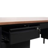 English Elm Commercial Grade Commercial Grade 30x60 Double Pedestal Desk with 5 Locking Drawers, Top and Black Frame