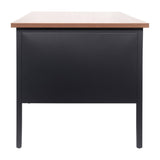 English Elm Commercial Grade Commercial Grade 30x60 Double Pedestal Desk with 5 Locking Drawers, Top and Black Frame