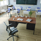 English Elm Commercial Grade Commercial Grade 30x60 Double Pedestal Desk with 5 Locking Drawers, Top and Black Frame