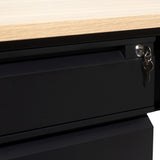 English Elm Commercial Grade Commercial Grade 30x70 Double Pedestal Desk with 5 Locking Drawers, Top and Black Frame