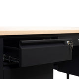 English Elm Commercial Grade Commercial Grade 30x70 Double Pedestal Desk with 5 Locking Drawers, Top and Black Frame