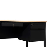 English Elm Commercial Grade Commercial Grade 30x70 Double Pedestal Desk with 5 Locking Drawers, Top and Black Frame