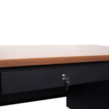 English Elm Commercial Grade Commercial Grade 30x70 Double Pedestal Desk with 5 Locking Drawers, Top and Black Frame