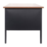 English Elm Commercial Grade Commercial Grade 30x70 Double Pedestal Desk with 5 Locking Drawers, Top and Black Frame