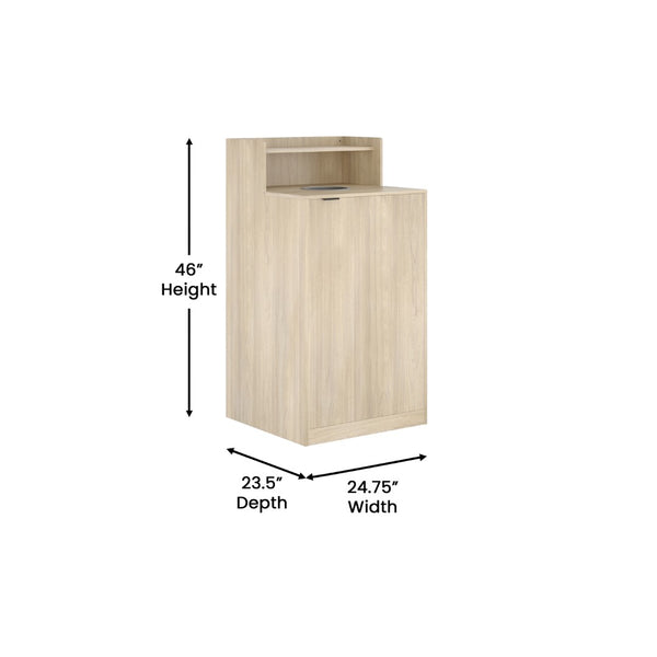 English Elm Commercial Grade Commercial Grade Trash Receptacle Enclosure for 32 Gallon Trash Cans with 8" Drop Hole and Upper Tray Shelf