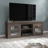 English Elm Classic TV Stand up to 80" TVs - Modern Finish with Full Glass Doors - 65" Engineered Wood Frame - 3 Shelves