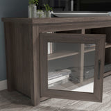 English Elm Classic TV Stand up to 80" TVs - Modern Finish with Full Glass Doors - 65" Engineered Wood Frame - 3 Shelves