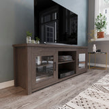 English Elm Classic TV Stand up to 80" TVs - Modern Finish with Full Glass Doors - 65" Engineered Wood Frame - 3 Shelves