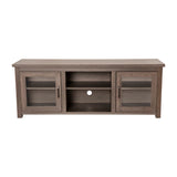 English Elm Classic TV Stand up to 80" TVs - Modern Finish with Full Glass Doors - 65" Engineered Wood Frame - 3 Shelves