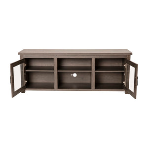 English Elm Classic TV Stand up to 80" TVs - Modern Finish with Full Glass Doors - 65" Engineered Wood Frame - 3 Shelves