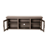 English Elm Classic TV Stand up to 80" TVs - Modern Finish with Full Glass Doors - 65" Engineered Wood Frame - 3 Shelves