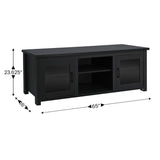 English Elm Classic TV Stand for up to 80" TVs - Modern Finish with Full Glass Doors - 65" Engineered Wood Frame - 3 Shelves