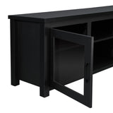 English Elm Classic TV Stand for up to 80" TVs - Modern Finish with Full Glass Doors - 65" Engineered Wood Frame - 3 Shelves