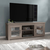 English Elm Classic TV Stand up to 80" TVs - Finish with Full Glass Doors - 65" Engineered Wood Frame - 3 Shelves