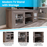 English Elm Classic TV Stand up to 80" TVs - Finish with Full Glass Doors - 65" Engineered Wood Frame - 3 Shelves