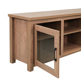 English Elm Classic TV Stand for up to 80" TVs - Modern Finish with Full Glass Doors - 65" Engineered Wood Frame - 3 Shelves