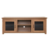 English Elm Classic TV Stand for up to 80" TVs - Modern Finish with Full Glass Doors - 65" Engineered Wood Frame - 3 Shelves