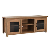 English Elm Classic TV Stand for up to 80" TVs - Modern Finish with Full Glass Doors - 65" Engineered Wood Frame - 3 Shelves