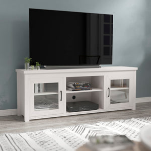 English Elm Classic TV Stand up to 80" TVs - Modern Finish with Full Glass Doors - 65" Engineered Wood Frame - 3 Shelves