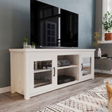 English Elm Classic TV Stand up to 80" TVs - Modern Finish with Full Glass Doors - 65" Engineered Wood Frame - 3 Shelves