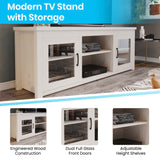 English Elm Classic TV Stand up to 80" TVs - Modern Finish with Full Glass Doors - 65" Engineered Wood Frame - 3 Shelves