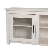 English Elm Classic TV Stand up to 80" TVs - Modern Finish with Full Glass Doors - 65" Engineered Wood Frame - 3 Shelves