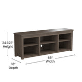 English Elm Farmhouse TV Stand for up to 80" TVs - 65" Engineered Wood Framed Media Console with Open Storage in Modern Finish