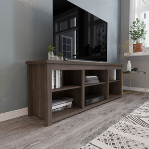 English Elm Farmhouse TV Stand for up to 80" TVs - 65" Engineered Wood Framed Media Console with Open Storage in Modern Finish