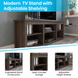 English Elm Farmhouse TV Stand for up to 80" TVs - 65" Engineered Wood Framed Media Console with Open Storage in Modern Finish