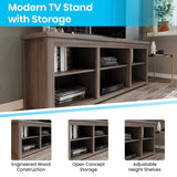 English Elm Farmhouse TV Stand up to 80" TVs - 65" Engineered Wood Framed Media Console with Open Storage in Finish