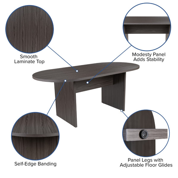 English Elm Commercial Grade 6 Foot (72 inch) Oval Conference Table
