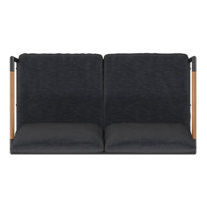 English Elm Commercial Grade Indoor/Outdoor Patio Loveseat with Cushions - Modern Aluminum Framed Loveseat with Teak Accent Arms, - Cushions