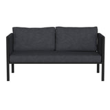 English Elm Commercial Grade Indoor/Outdoor Loveseat with Cushions - Modern Steel Framed Chair with Storage Pockets, Black with Cushions