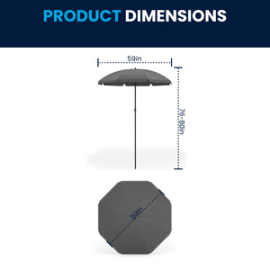 English Elm 6 Piece Patio Garden Set with Umbrella Table and Set of 4 Folding Chairs