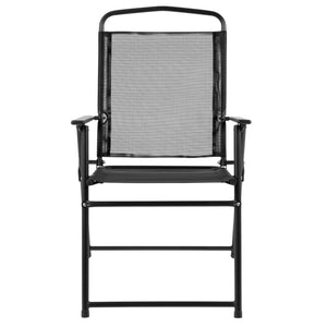 English Elm 6 Piece Patio Garden Set with Umbrella Table and Set of 4 Folding Chairs