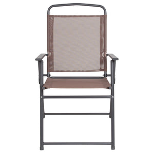 English Elm 6 Piece Patio Garden Set with Umbrella Table and Set of 4 Folding Chairs