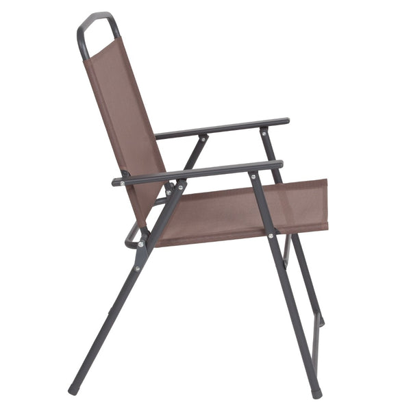 English Elm 6 Piece Patio Garden Set with Umbrella Table and Set of 4 Folding Chairs