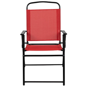 English Elm 6 Piece Patio Garden Set with Umbrella Table and Set of 4 Folding Chairs