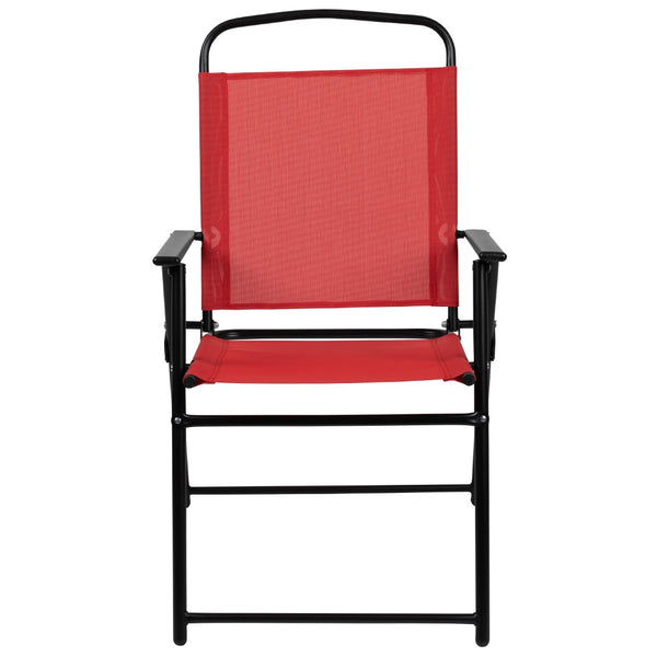 English Elm 6 Piece Patio Garden Set with Umbrella Table and Set of 4 Folding Chairs