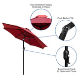 English Elm Commercial Grade 9 FT Round Umbrella with 1.5" Diameter Aluminum Pole with Crank and Tilt Function