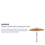 English Elm Commercial Grade 9 FT Round Umbrella with 1.5" Diameter Aluminum Pole with Crank and Tilt Function