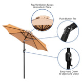 English Elm Commercial Grade 9 FT Round Umbrella with 1.5" Diameter Aluminum Pole with Crank and Tilt Function