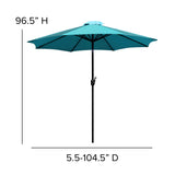 English Elm Commercial Grade 9 FT Round Umbrella with 1.5" Diameter Aluminum Pole with Crank and Tilt Function