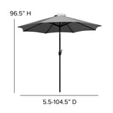 English Elm Commercial Grade 9 FT Round Umbrella with Crank and Tilt Function and Standing Umbrella Base