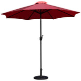 English Elm Commercial Grade 9 FT Round Umbrella with Crank and Tilt Function and Standing Umbrella Base