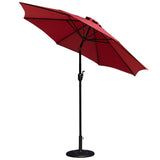 English Elm Commercial Grade 9 FT Round Umbrella with Crank and Tilt Function and Standing Umbrella Base