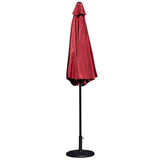 English Elm Commercial Grade 9 FT Round Umbrella with Crank and Tilt Function and Standing Umbrella Base